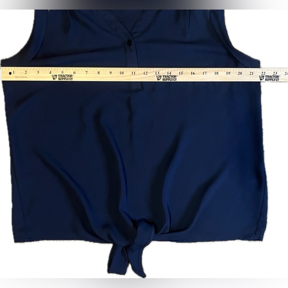 Zac & Rachel Cap Sleeve Tie Front Blouse Peacoat Blue size L - Picture 8 of 14